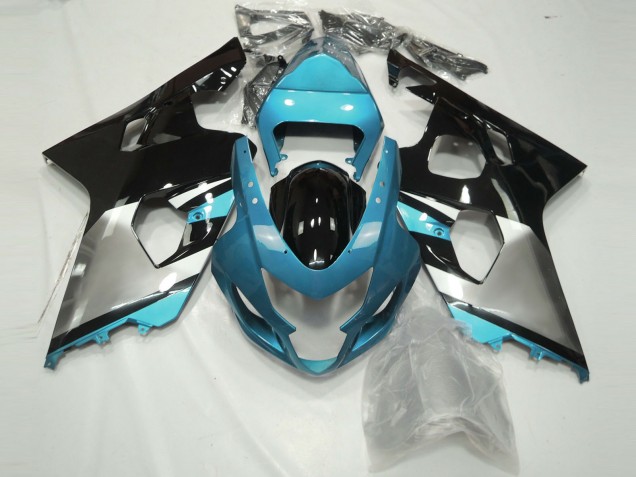 2004-2005 Light Blue Silver Glossy Black Suzuki GSXR 600 / GSXR 750 Motorcycle Fairings Australia