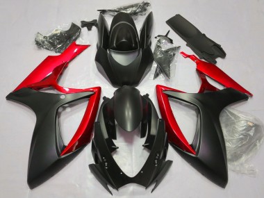 2006-2007 Matte Black Red Suzuki GSXR 600 / GSXR 750 Motorcycle Fairings Australia