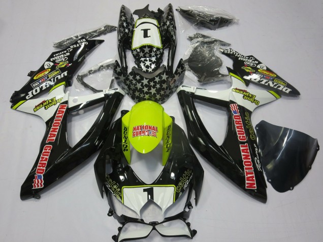 2008-2010 White Yellow Red Black National Guard Suzuki GSXR 600 / GSXR 750 Motorcycle Fairings Australia