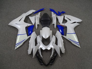2011-2024 Pearl White and Dark Blue Suzuki GSXR 600 / GSXR 750 Motorcycle Fairings Australia