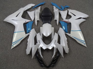 2011-2024 Pearl White and Light Blue Suzuki GSXR 600 / GSXR 750 Motorcycle Fairings Australia
