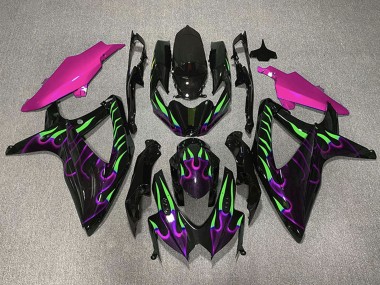 2008-2010 Glossy black Pink Purple Green Flame Suzuki GSXR 600 / GSXR 750 Motorcycle Fairings Australia