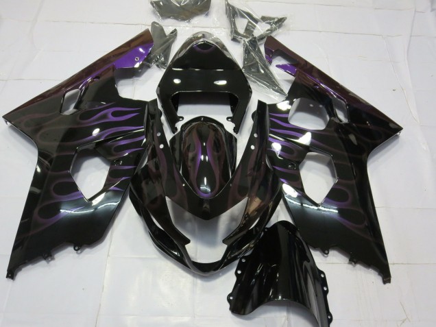 2004-2005 Glossy Black Purple Flame Suzuki GSXR 600 / GSXR 750 Motorcycle Fairings Australia