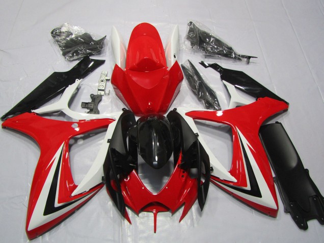 2006-2007 White Red Glossy Black Stripe Suzuki GSXR 600 / GSXR 750 Motorcycle Fairings Australia