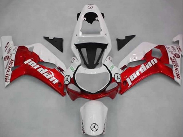 2001-2003 White Red Jordan Dunlop Suzuki GSXR 600 / GSXR 750 Motorcycle Fairings Australia