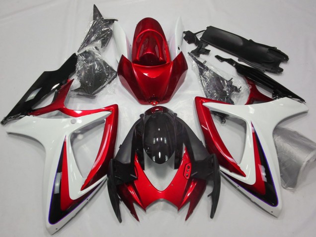 2006-2007 White Red Glossy Black Suzuki GSXR 600 / GSXR 750 Motorcycle Fairings Australia