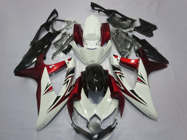 2008-2010 White Red Glossy Black Suzuki GSXR 600 / GSXR 750 Motorcycle Fairings Australia