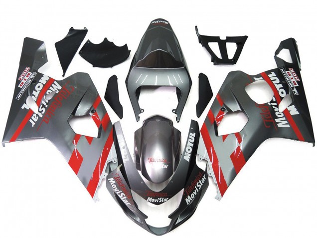 2004-2005 Silver Red MoviStar Suzuki GSXR 600 / GSXR 750 Motorcycle Fairings Australia