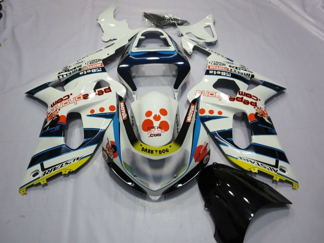 2001-2003 White Blue Red Yellow Spots Suzuki GSXR 600 / GSXR 750 Motorcycle Fairings Australia