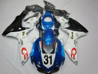 2011-2024 White Blue Glossy Black Vesrah 31 Suzuki GSXR 600 / GSXR 750 Motorcycle Fairings Australia