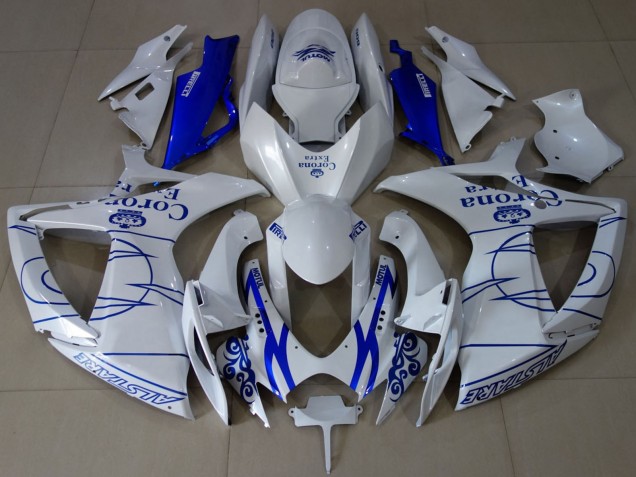 2006-2007 White Blue Corona Alstare Suzuki GSXR 600 / GSXR 750 Motorcycle Fairings Australia