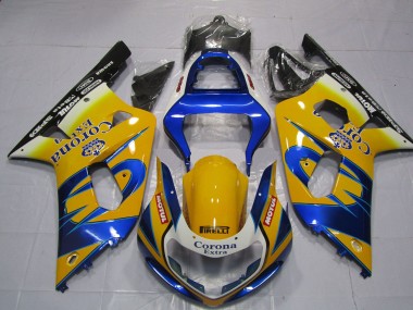 2001-2003 Yellow Blue White Corona Motul Suzuki GSXR 600 / GSXR 750 Motorcycle Fairings Australia
