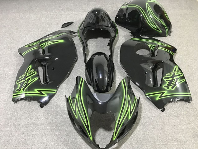 1996-2007 Glossy Black Green Lightning Suzuki GSXR 1300 Motorcycle Fairings Australia