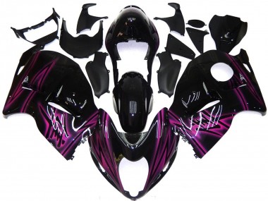 1996-2007 Glossy Black Purple Flame Suzuki GSXR 1300 Motorcycle Fairings Australia