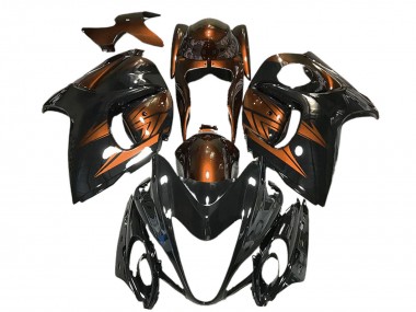 2008-2020 Glossy Black and Deep Orange Suzuki GSXR 1300 Motorcycle Fairings Australia