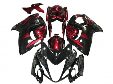 2008-2020 Glossy Black and Deep Red Suzuki GSXR 1300 Motorcycle Fairings Australia