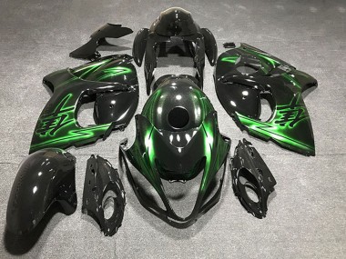 2008-2020 Glossy Black and Green Suzuki GSXR 1300 Motorcycle Fairings Australia