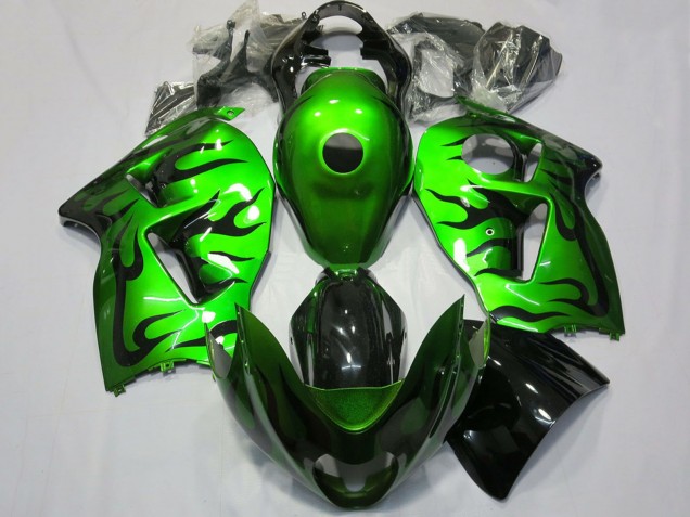 1996-2007 Green Black Flame Suzuki GSXR 1300 Motorcycle Fairing Australia