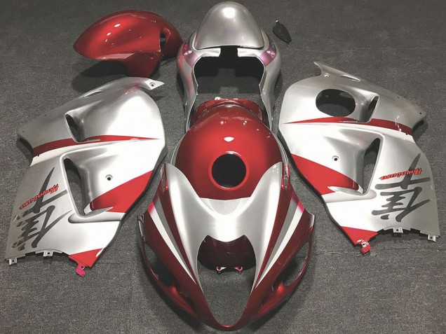 1996-2007 Glossy Red and Silver Suzuki GSXR 1300 Motorcycle Fairings Australia