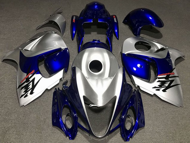 2008-2020 Glossy Silver and Blue Suzuki GSXR 1300 Motorcycle Fairings Australia