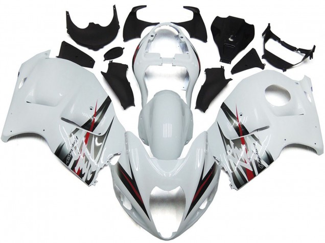 1996-2007 Glossy White and Silver Style Suzuki GSXR 1300 Motorcycle Fairings Australia