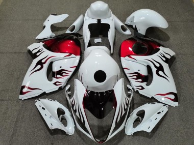 2008-2020 Glossy White Red Flame Suzuki GSXR 1300 Motorcycle Fairings Australia