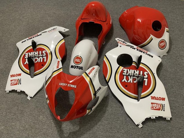 1996-2007 White Red Lucky Strike Suzuki GSXR 1300 Motorcycle Fairings Australia