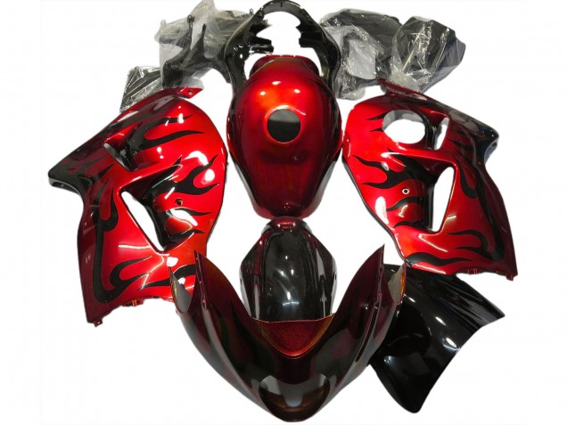 1996-2007 Red Black Flame Suzuki GSXR 1300 Motorcycle Fairings Australia