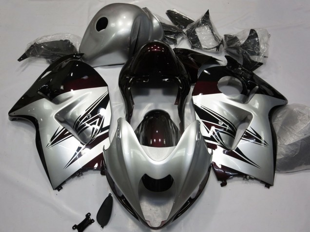 1996-2007 Silver Dark Red Suzuki GSXR 1300 Motorcycle Fairings Australia