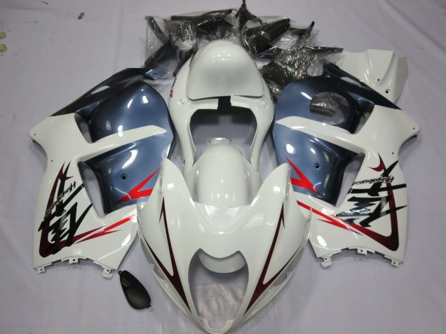 1996-2007 White and Dusty Blue Suzuki GSXR 1300 Motorcycle Fairings Australia
