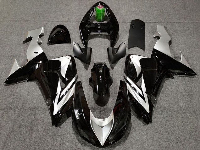 2006-2007 Glossy Black Silver Kawasaki ZX10R Motorcycle Fairings Australia