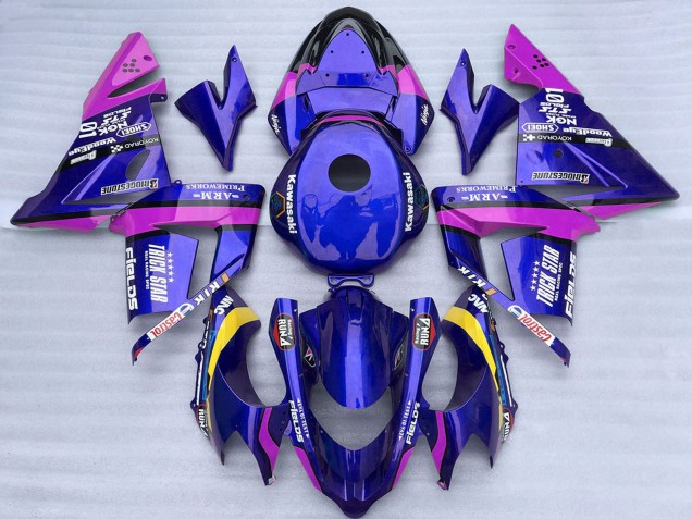 2004-2005 Blue and Pink Trick Star Kawasaki ZX10R Motorcycle Fairings Australia