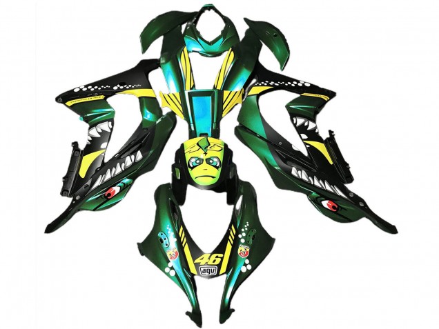 2016-2020 Forest Green Yellow Shark 46 Kawasaki ZX10R Motorcycle Fairings Australia