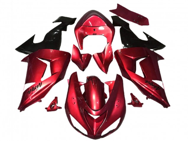 2006-2007 Red Glossy Black Kawasaki ZX10R Motorcycle Fairings Australia