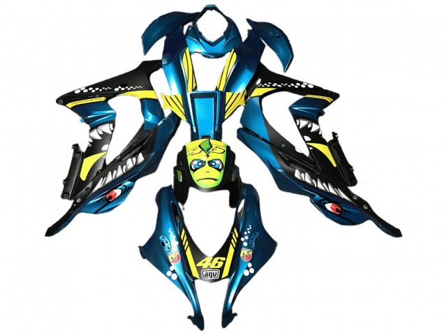 2016-2020 Light Blue Yellow Shark Kawasaki ZX10R Abs Motorcycle Fairings Australia