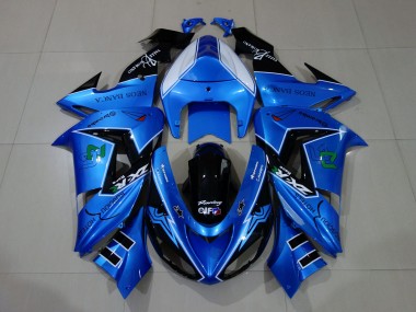 2006-2007 Liquid Blue Glossy Black Kawasaki ZX10R Motorcycle Fairings Australia