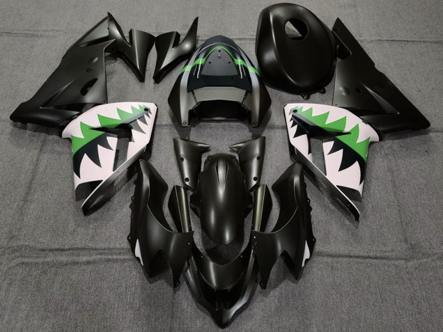 2004-2005 Matte Black and Green Kawasaki ZX10R Motorcycle Fairings Australia
