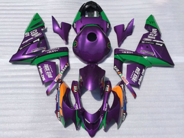 2004-2005 Purple and Green Trick Star Kawasaki ZX10R Motorcycle Fairings Australia