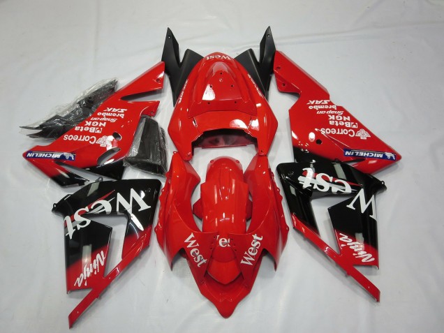 2004-2005 Red West Kawasaki ZX10R Motorcycle Fairings Australia
