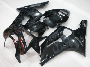 2003-2004 Glossy Black Grey Flame Kawasaki ZX6R Motorcycle Fairings Australia