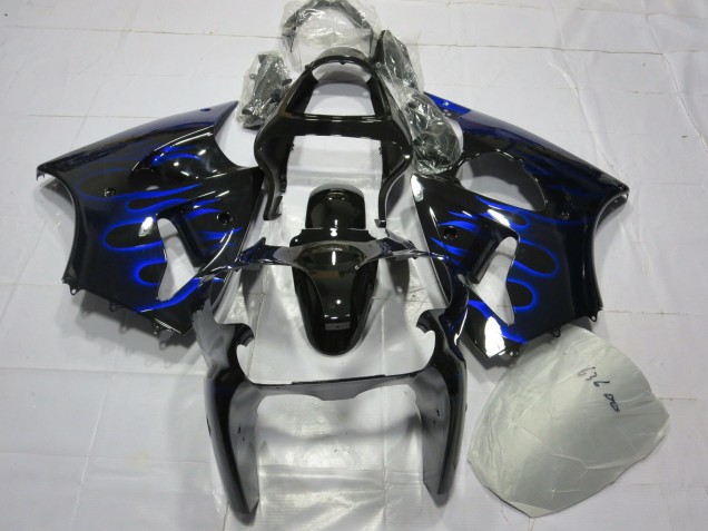 2000-2002 Glossy Black Blue Flame Kawasaki ZX6R Motorcycle Fairing Australia