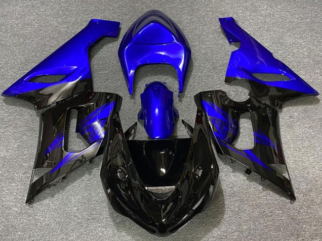 2005-2006 Blue Glossy Black Kawasaki ZX6R Motorcycle Fairings Australia