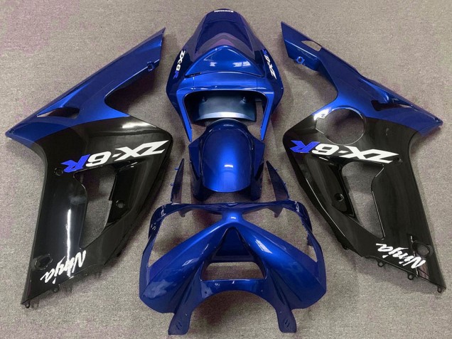 2003-2004 Blue Glossy Black Kawasaki ZX6R Motorcycle Fairings Australia