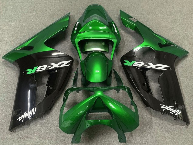 2003-2004 Green Glossy Black Kawasaki ZX6R Motorcycle Fairings Australia