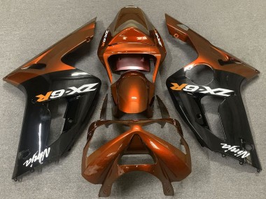 2003-2004 Orange Glossy Black Kawasaki ZX6R Motorcycle Fairings Australia