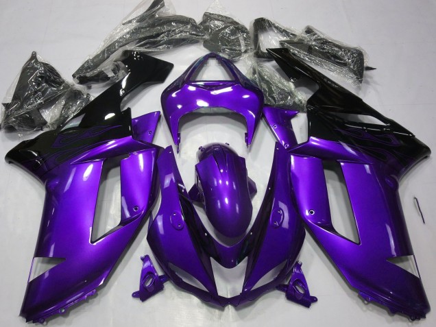 2007-2008 Glossy Purple Black Kawasaki ZX6R Motorcycle Fairings Australia