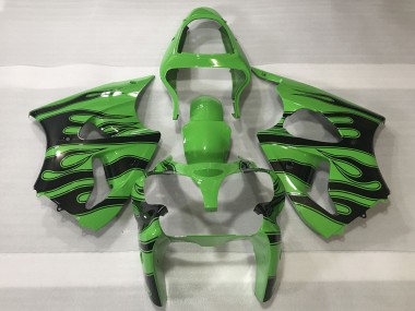 2000-2002 Green Black Flame Kawasaki ZX6R Motorcycle Fairings Australia