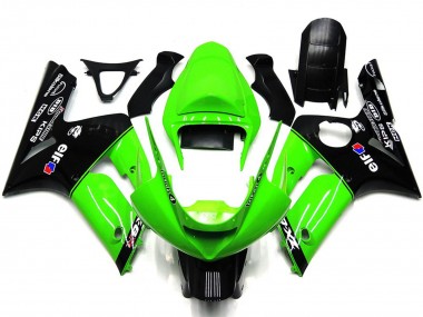 2003-2004 Green Glossy Black Elf Silkolene Kawasaki ZX6R Motorcycle Fairings Australia