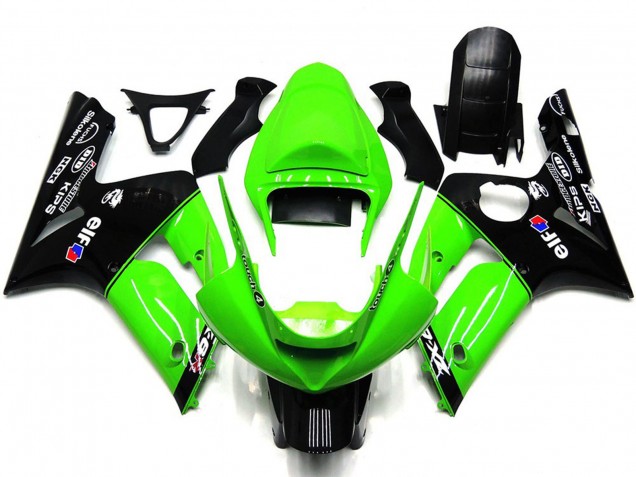 2003-2004 Green Glossy Black Elf Silkolene Kawasaki ZX6R Motorcycle Fairings Australia