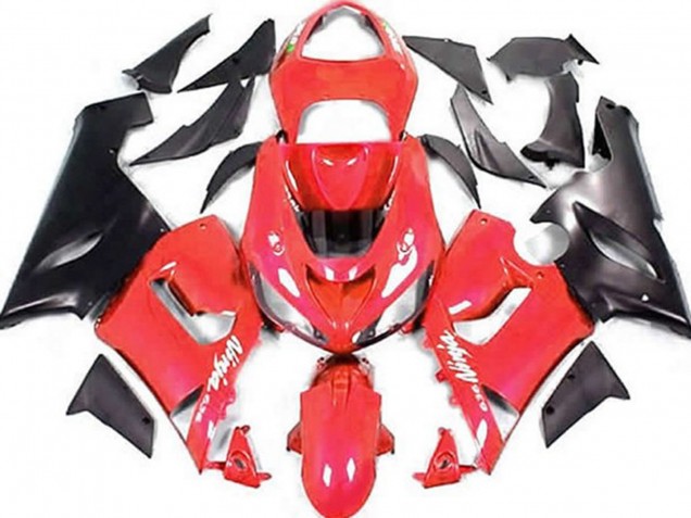 2005-2006 Red Matte Black Kawasaki ZX6R Motorcycle Fairings Australia